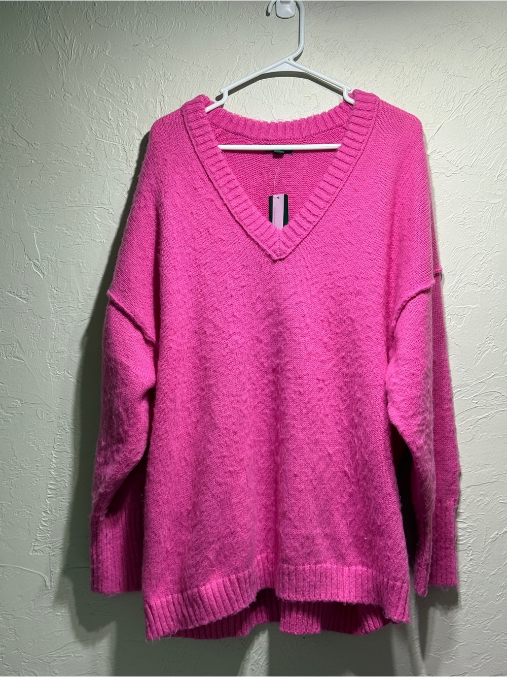 wild fable Hot Pink V-Neck Oversized Sweater